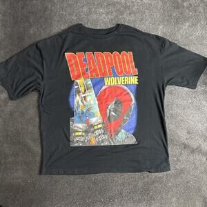 Marvel Studios Deadpool & Wolverine Graphic Shirt Mens Medium Black Double Sided
